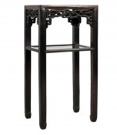 CHINESE MARBLE-INSET SIDE TABL