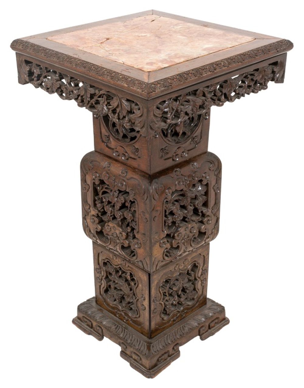 CHINESE MARBLE-MOUNTED CARVED