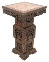 CHINESE MARBLE-MOUNTED CARVED