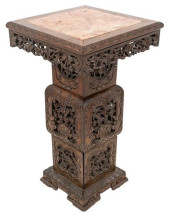 CHINESE MARBLE-MOUNTED CARVED