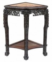 CHINESE MARBLE-TOP CARVED ROSE