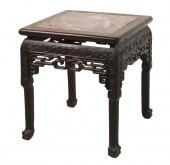 CHINESE MARBLE-TOP CARVED WOOD