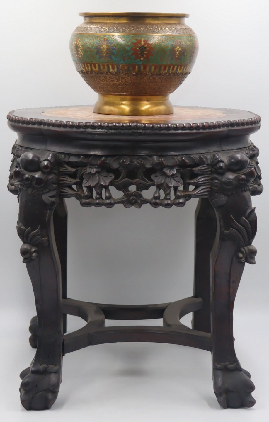 CHINESE MARBLE TOP STAND AND
