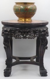CHINESE MARBLE TOP STAND AND C