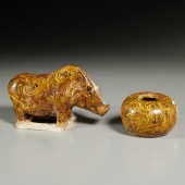 CHINESE MARBLE-WARE HOG AND JA