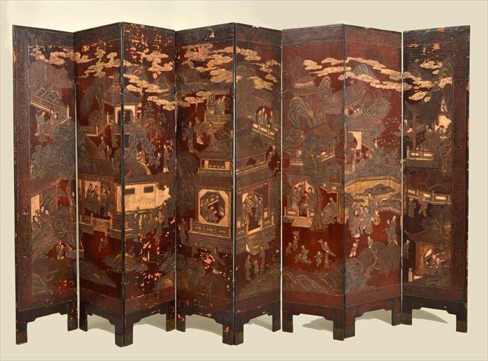 CHINESE MAROON COROMANDEL LACQUER