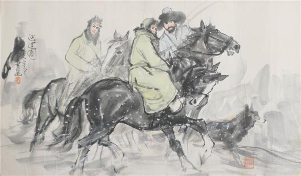 CHINESE, MEN ON HORSEBACK,