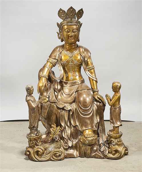 Chinese metal seated Guanyin;