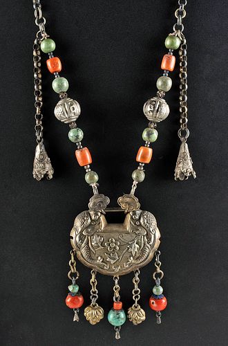 CHINESE MIAO SILVER LOCK NECKLACE