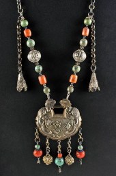 CHINESE MIAO SILVER LOCK NECKL