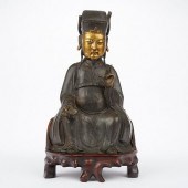 CHINESE MING GILT BRONZE SCHOL