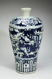 CHINESE MING STYLE BLUE AND WH