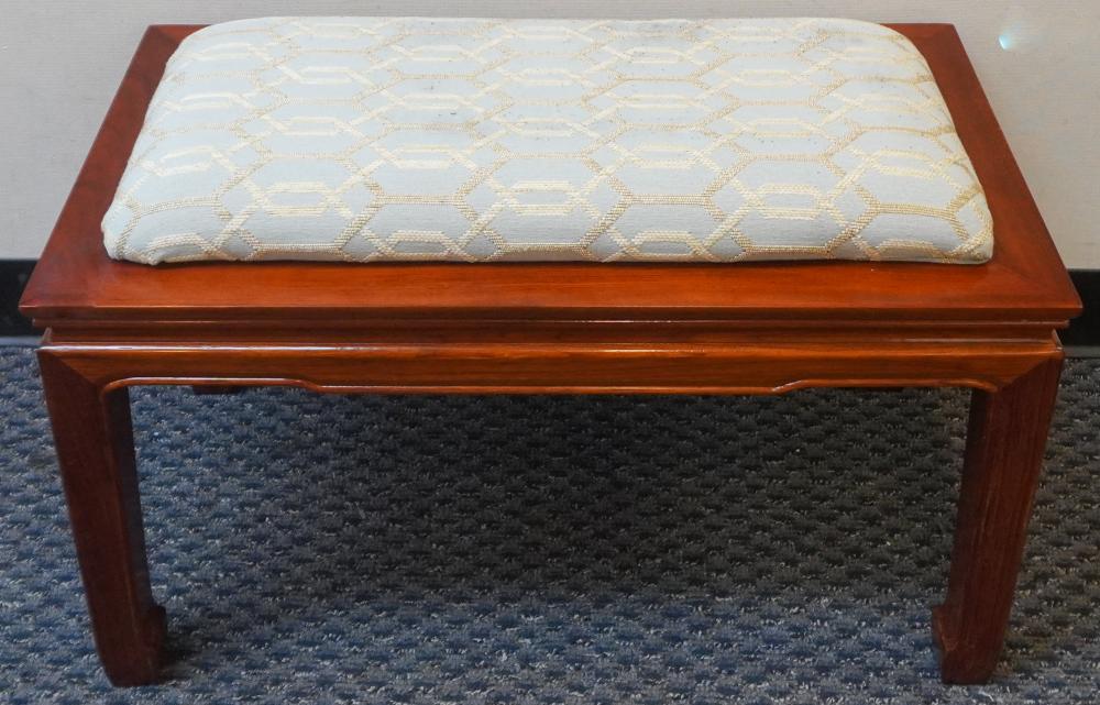 CHINESE MING STYLE TEAK UPHOLSTERED