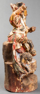 CHINESE MING WOOD FIGURE OF HO