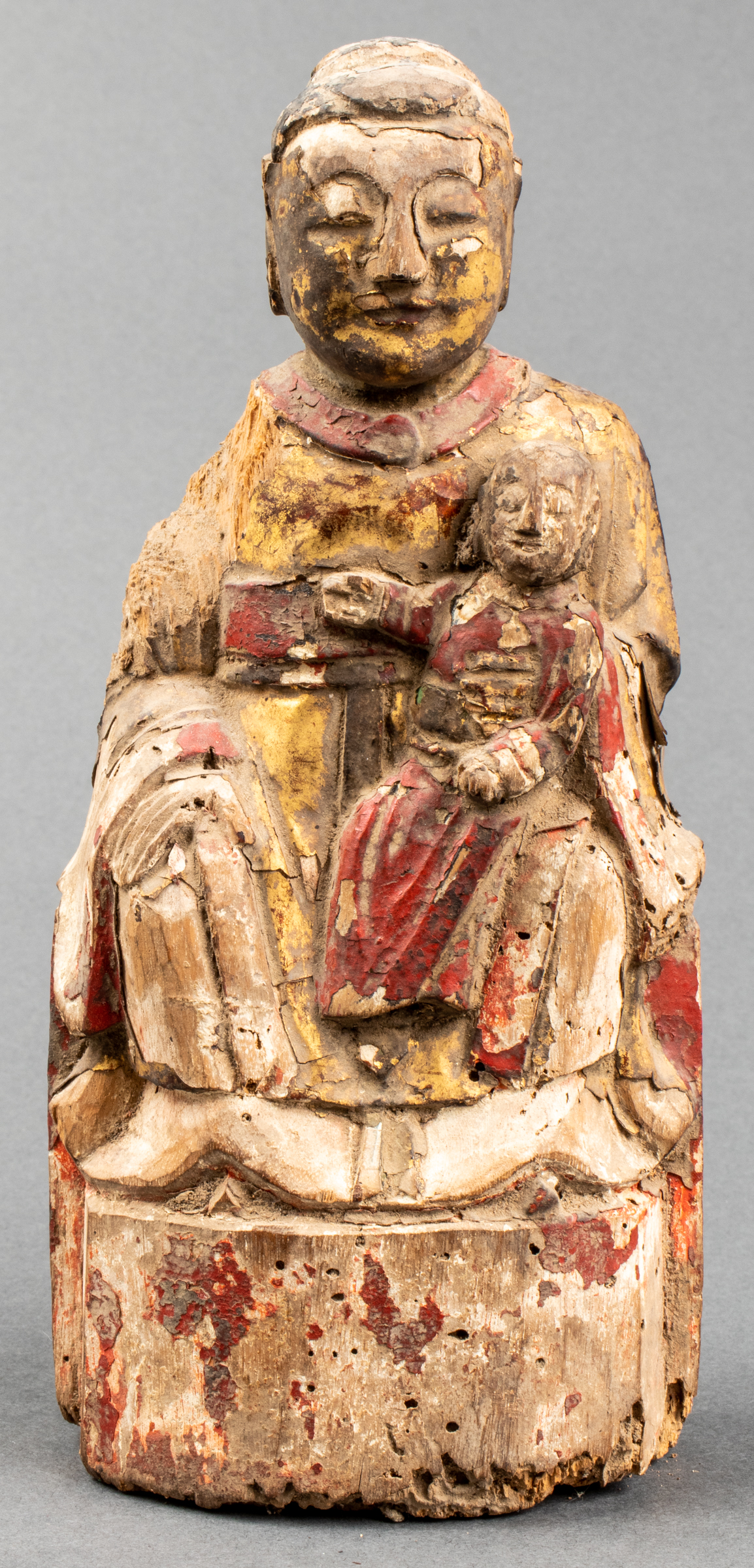 CHINESE MING WOOD FIGURE OF GUANYIN