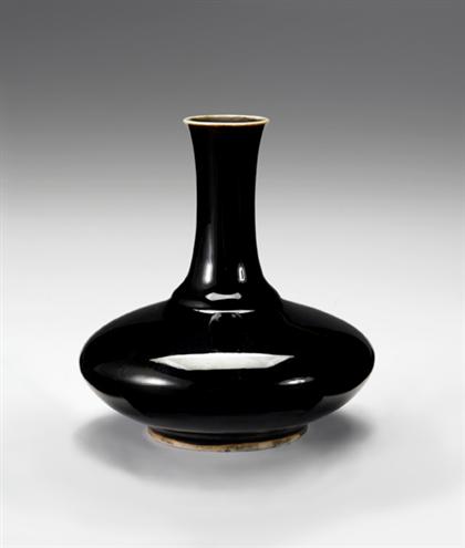 Chinese 'mirror black' glazed vase