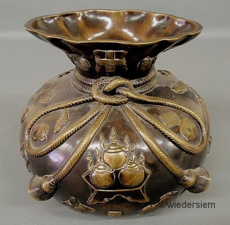 Chinese mixed metal and bronze bowl