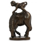 CHINESE MONKEY ON HORSE BRONZE