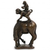 CHINESE MONKEY ON HORSE BRONZE