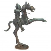 CHINESE MONUMENTAL BRONZE EQUE