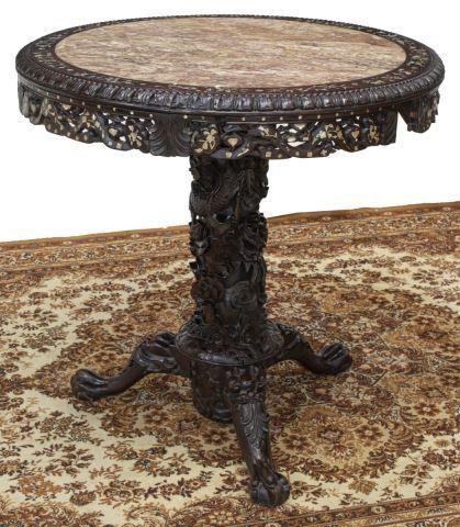CHINESE MOP INLAY CARVED DRAGON