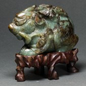 CHINESE MOTTLED CELADON JADE M