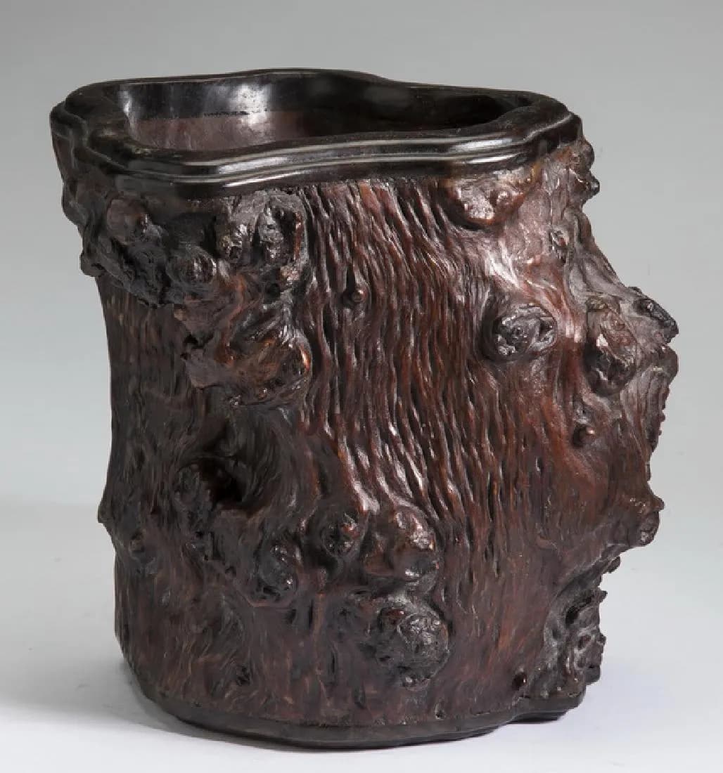 CHINESE NATURAL BURL & ROSEWOOD