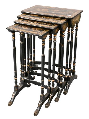 CHINESE NEST OF FOUR TABLES, ON PAW