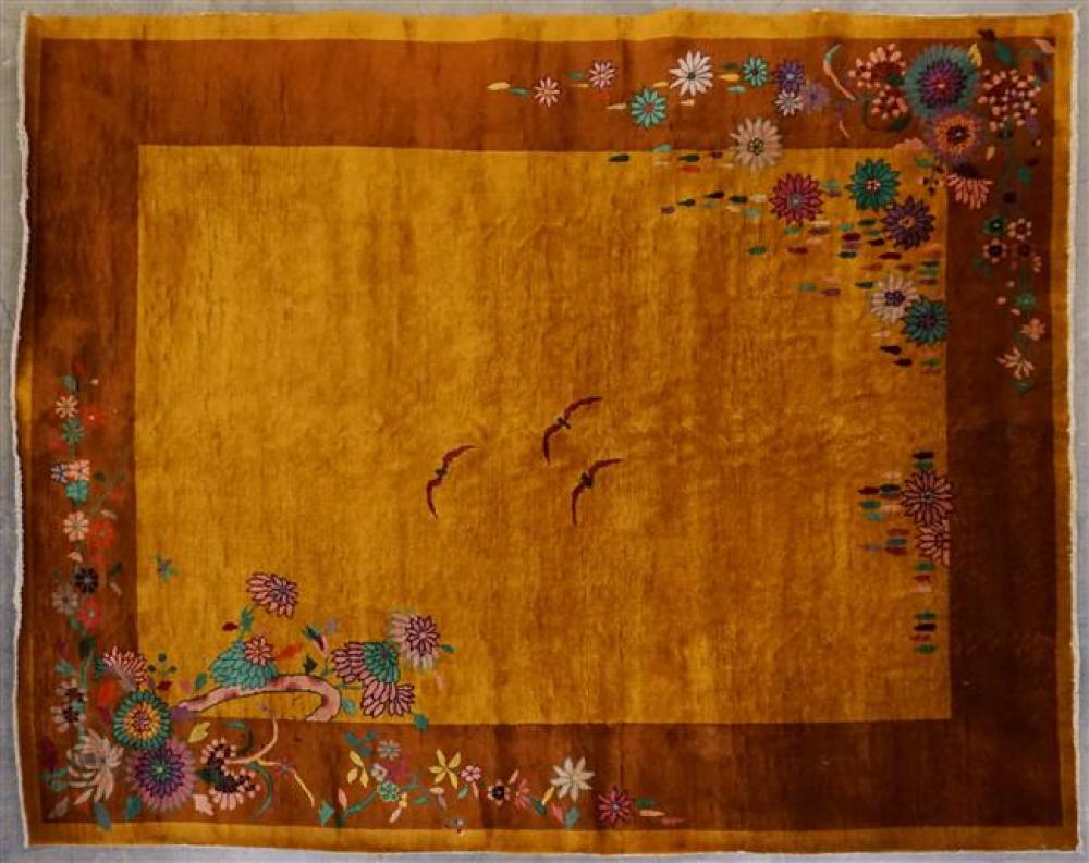 CHINESE NICHOLS GOLD GROUND RUG,
