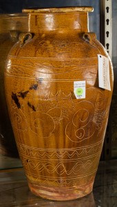 CHINESE OCHRE GLAZED POTTERY J