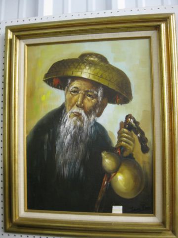 Chinese Oil on Canvas by Tang