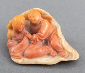 CHINESE ORANGE SOAPSTONE CARVI