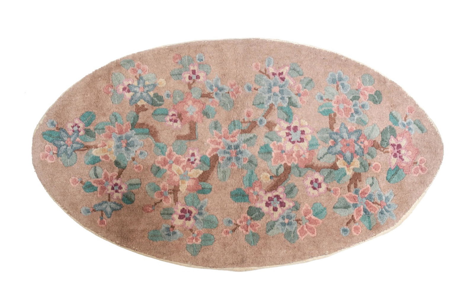 CHINESE OVAL THROW RUG C1930Chinese