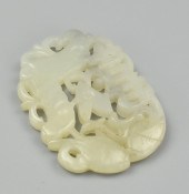 CHINESE OVID WHITE JADE PENDAN