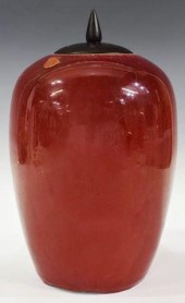 CHINESE OX BLOOD GLAZED COVERE