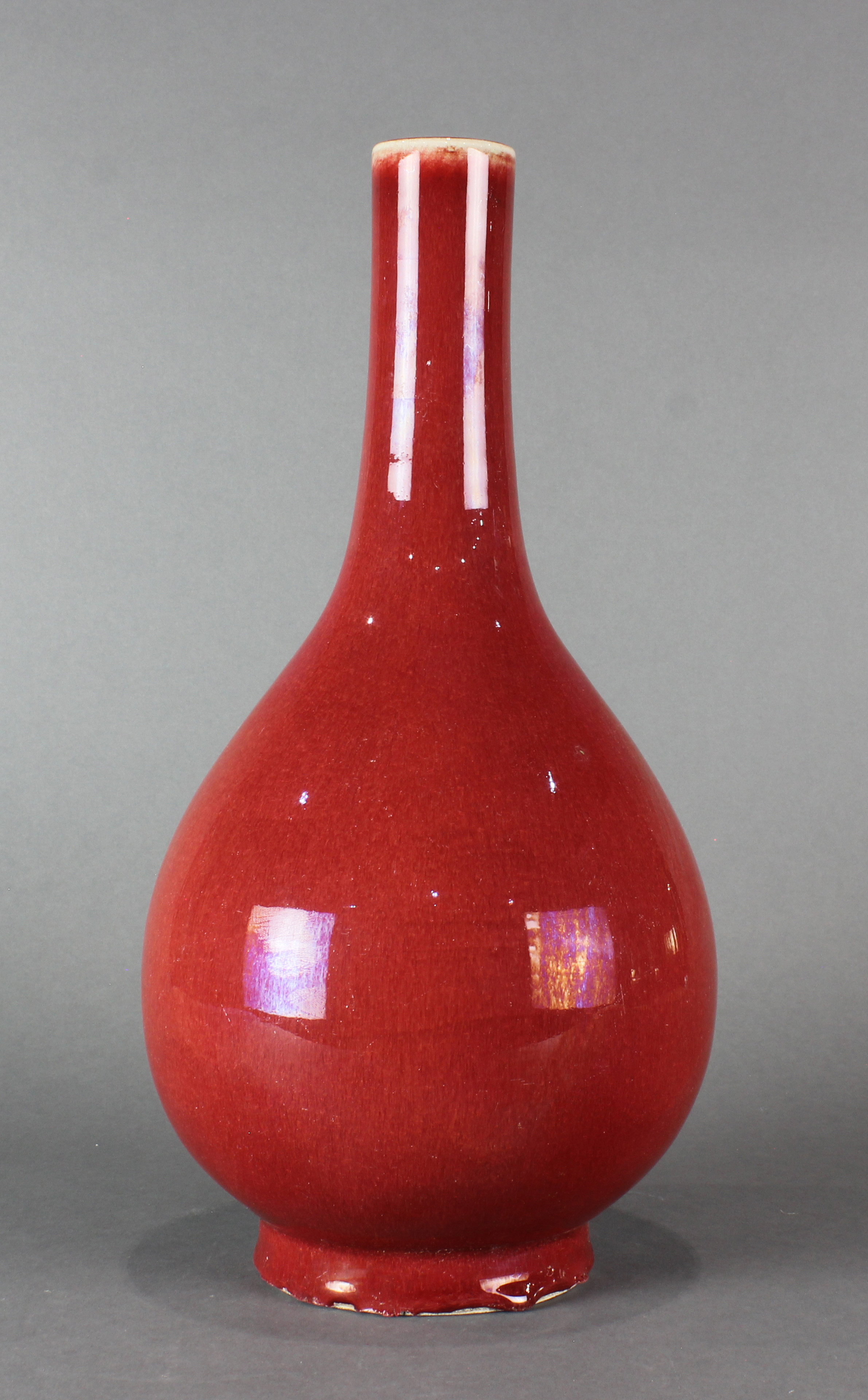 CHINESE OX BLOOD STICK NECK VASE