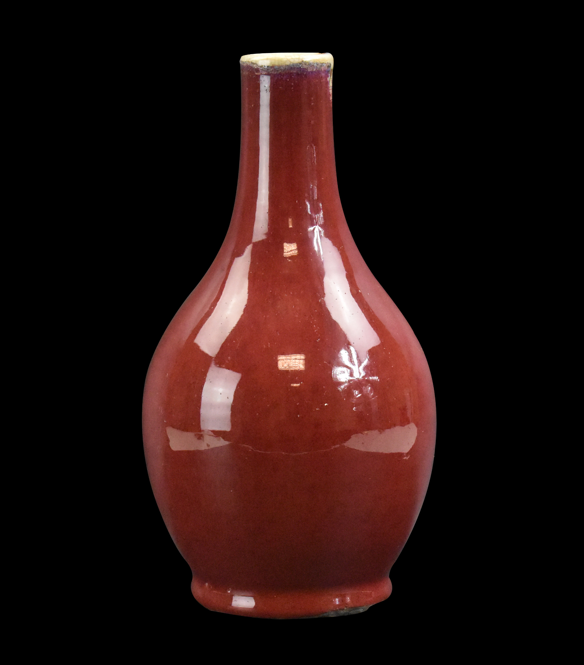 CHINESE OXBLOOD FLAMBE GLAZED VASE,