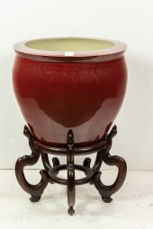 CHINESE OXBLOOD GLAZED JARDINE