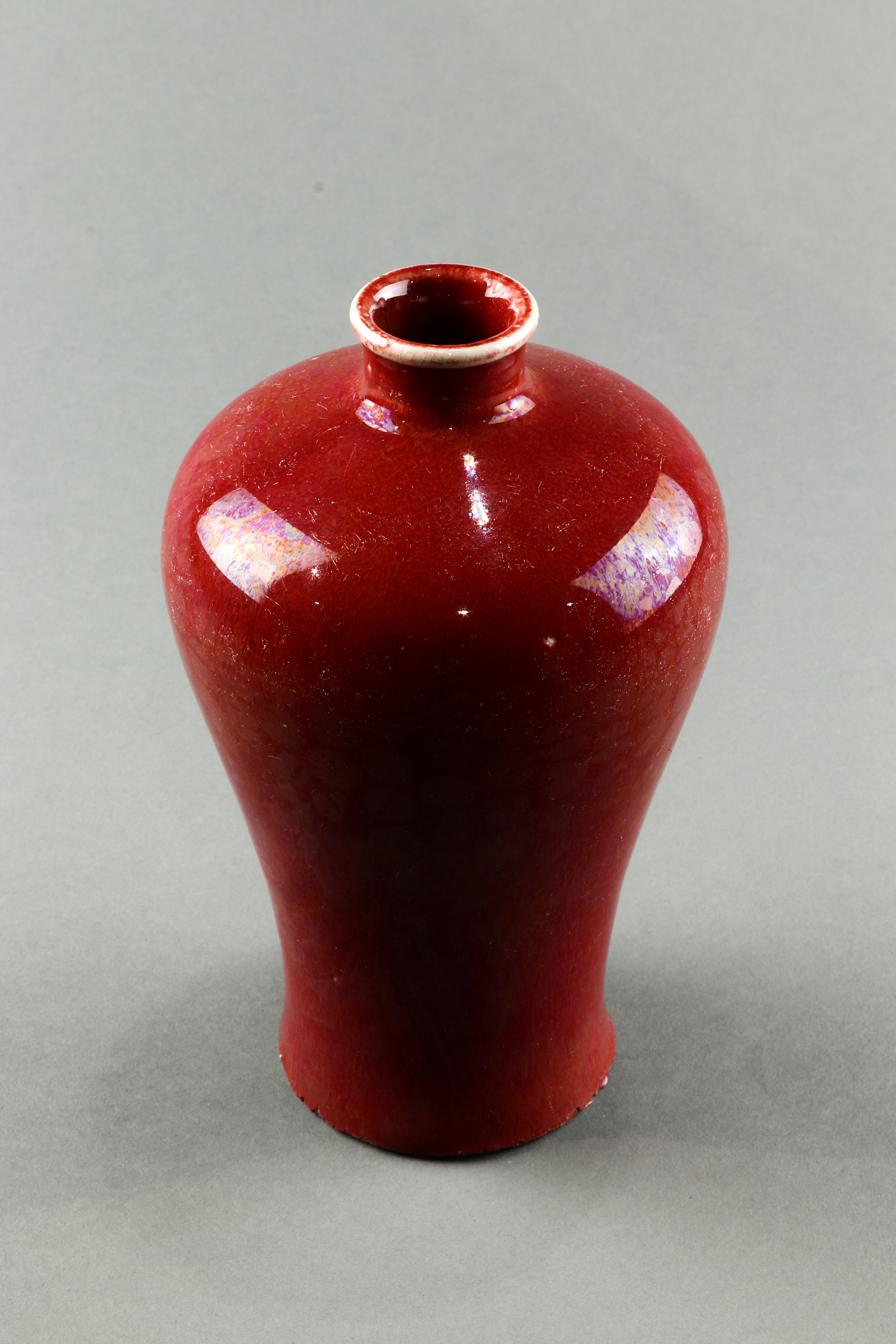 CHINESE OXBLOOD GLAZED MEIPING VASE