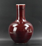 CHINESE OXBLOOD GLOBALUR VASE