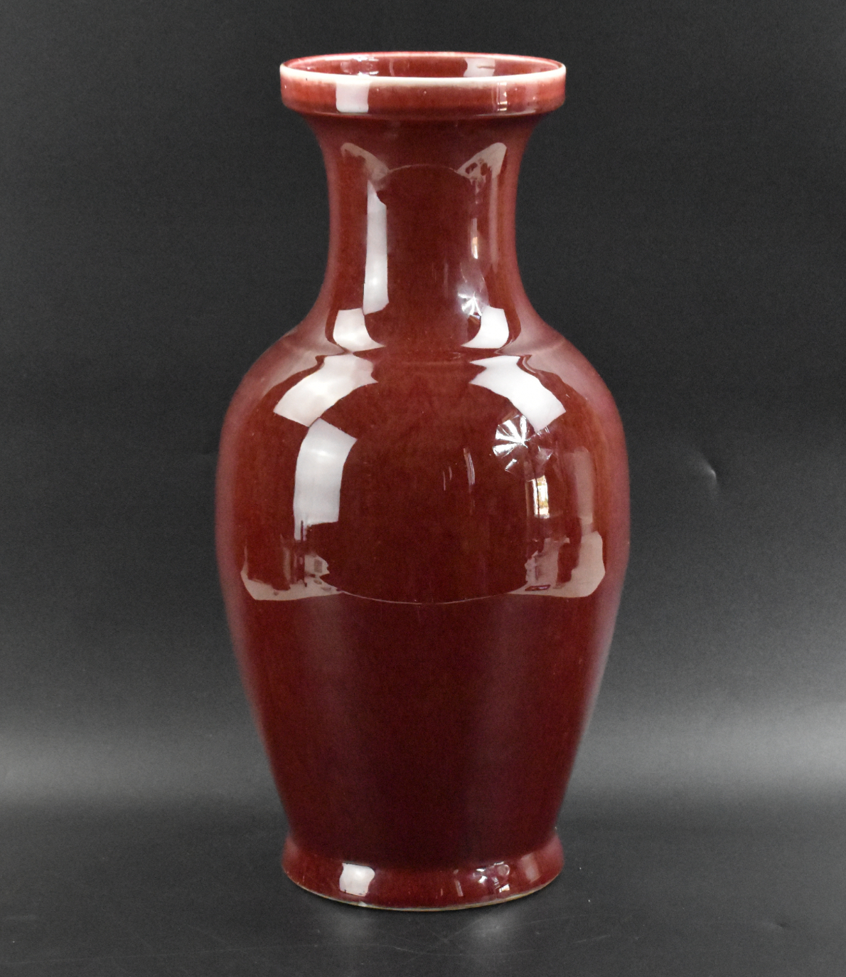 CHINESE OXBLOOD RED GLAZED VASE A
