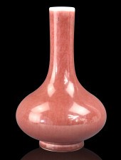 CHINESE OXBLOOD RED GLAZED VAS