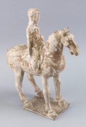 CHINESE PAINTED BISQUE POTTERY