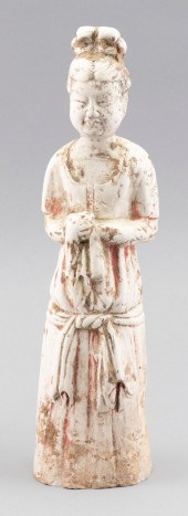CHINESE PAINTED BUFF POTTERY F