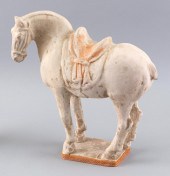 CHINESE PAINTED BUFF POTTERY F