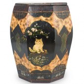 CHINESE PAINTED DRUM STOOLDESC