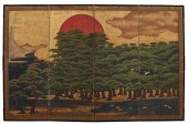 CHINESE PAINTED FOUR PANEL FLO