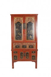 CHINESE PAINTED, GILT & LACQUE