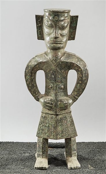 Chinese painted metal archaistic