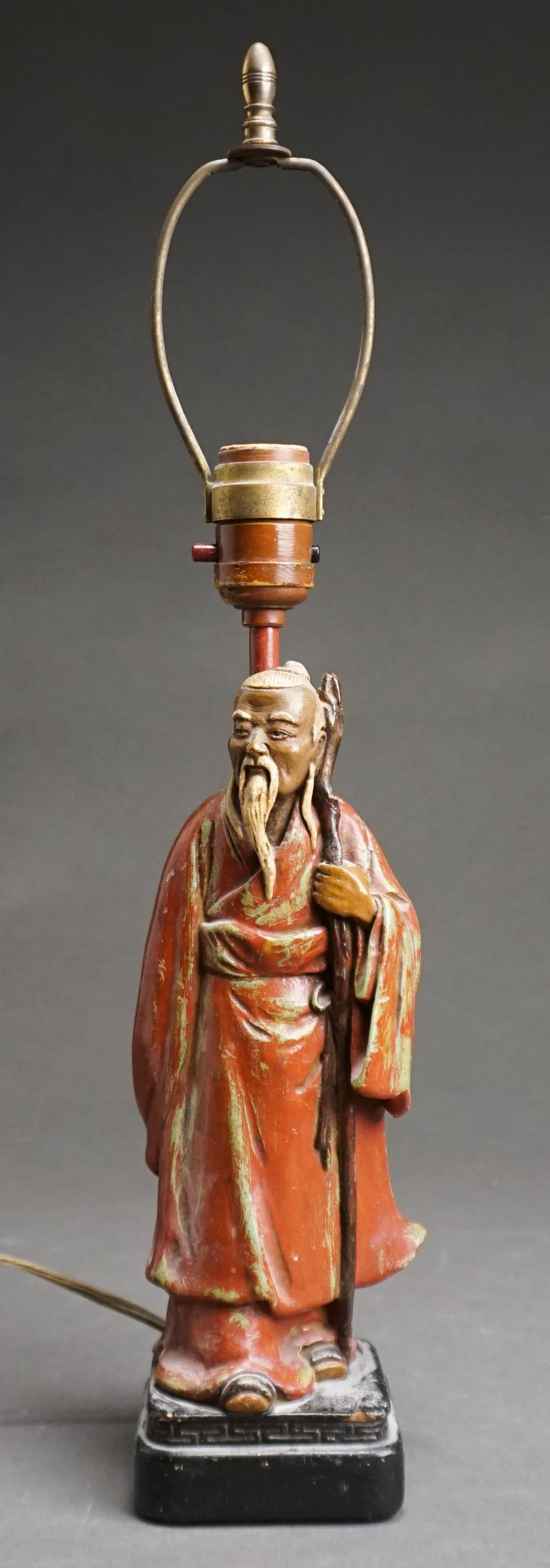 CHINESE PAINTED PLASTER FIGURE OF